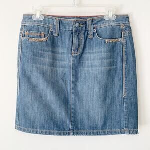 Vintage Y2K Tommy Hilfiger Jean Skirt Size 4 Denim Mini Preppy Embroidered Blue